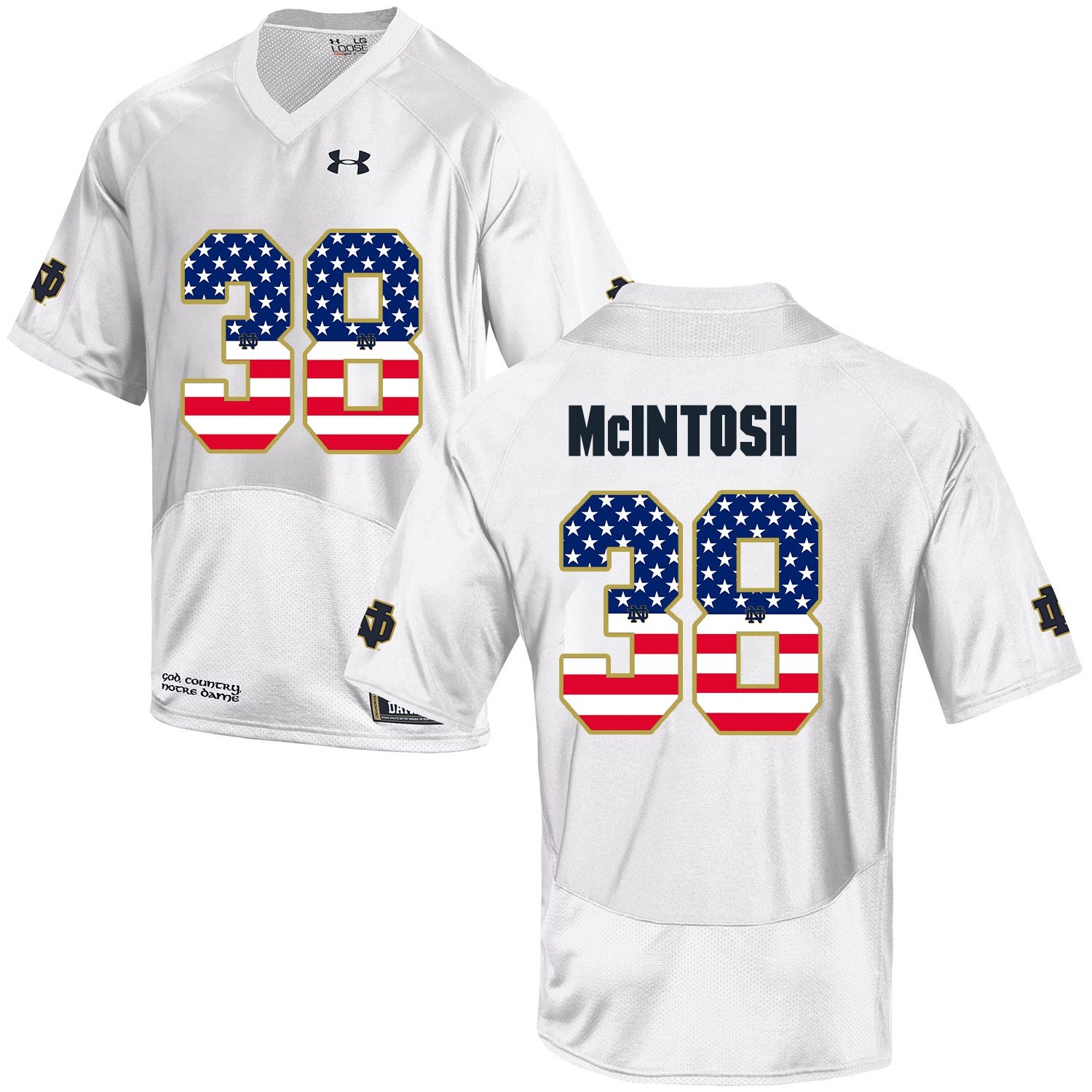 Men Norte Dame Fighting Irish 38 Mcintosh White Flag Customized NCAA Jerseys